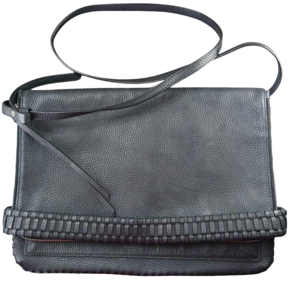 All Saints Silver Crossbody Bag with Adjustable Strap and Textured Finish